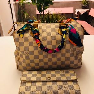 Authentic LV Damier speedy 25 azur and long wallet